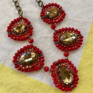 Red jewel statement necklace